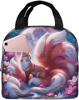 Flower - Surrounded Fox Scene Shaped Lunch Box Reusable Leakproof Refrigerator Insulated Tote Bag For Office Picnic Travel