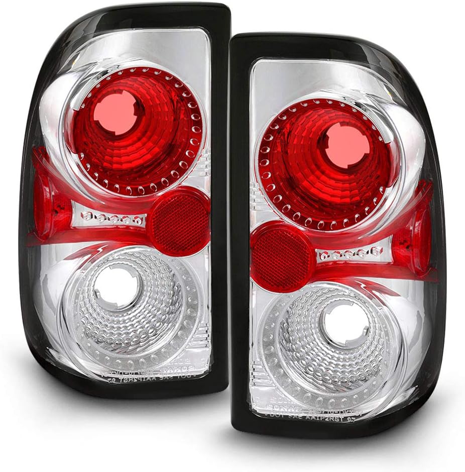 ACANII - For 1997-2004 Dodge Dakota Chrome Tail Lights Brake Lamps Pair Sets Aftermarket Driver & Passenger Side