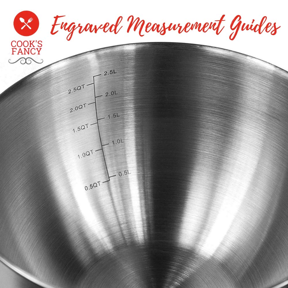 Mixing Bowl With Lid Set 5 Piece Stainless Steel Mixing Nesting Bowls For Salad - View #7