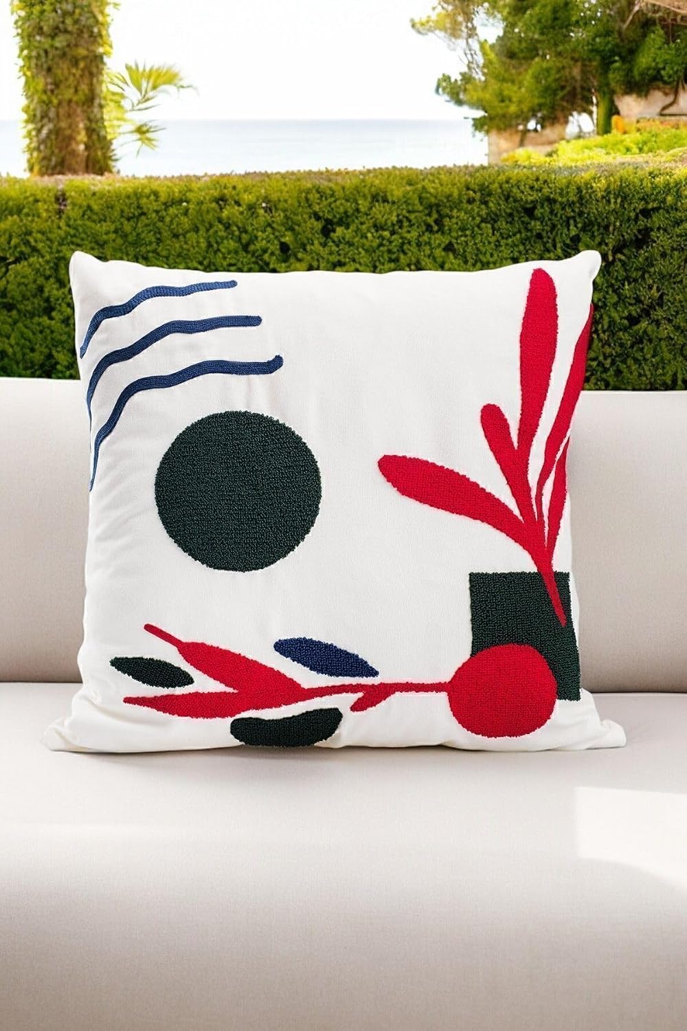 Asdiva Bohem 45X45 Özel Tasarım Punch Panç Süzene Desen Dekoratif Kırlent Kılıfı Modern Beyaz 60