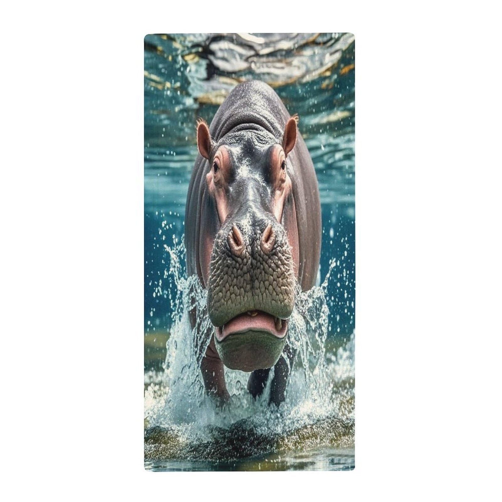FekiLoot Diving Hippo Bath Towel Super Soft Highly Absorbent Bath Towel Fashion Quick Drying Bathroom Towel Soft Large Fingertip Towels for Bathroom Gym Travel Camp Pool