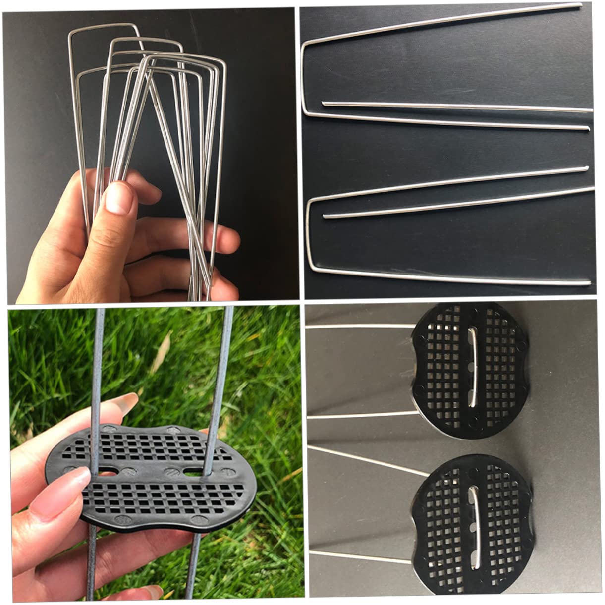 Piquets de Jardinage en U Galvanisé 50 Pièces pour Membrane de Jardin Noir