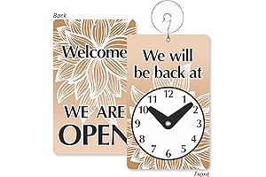 SmartSign Two-Sided "We Will Be Back - Welcome We are Open" Be Back Clock Sign