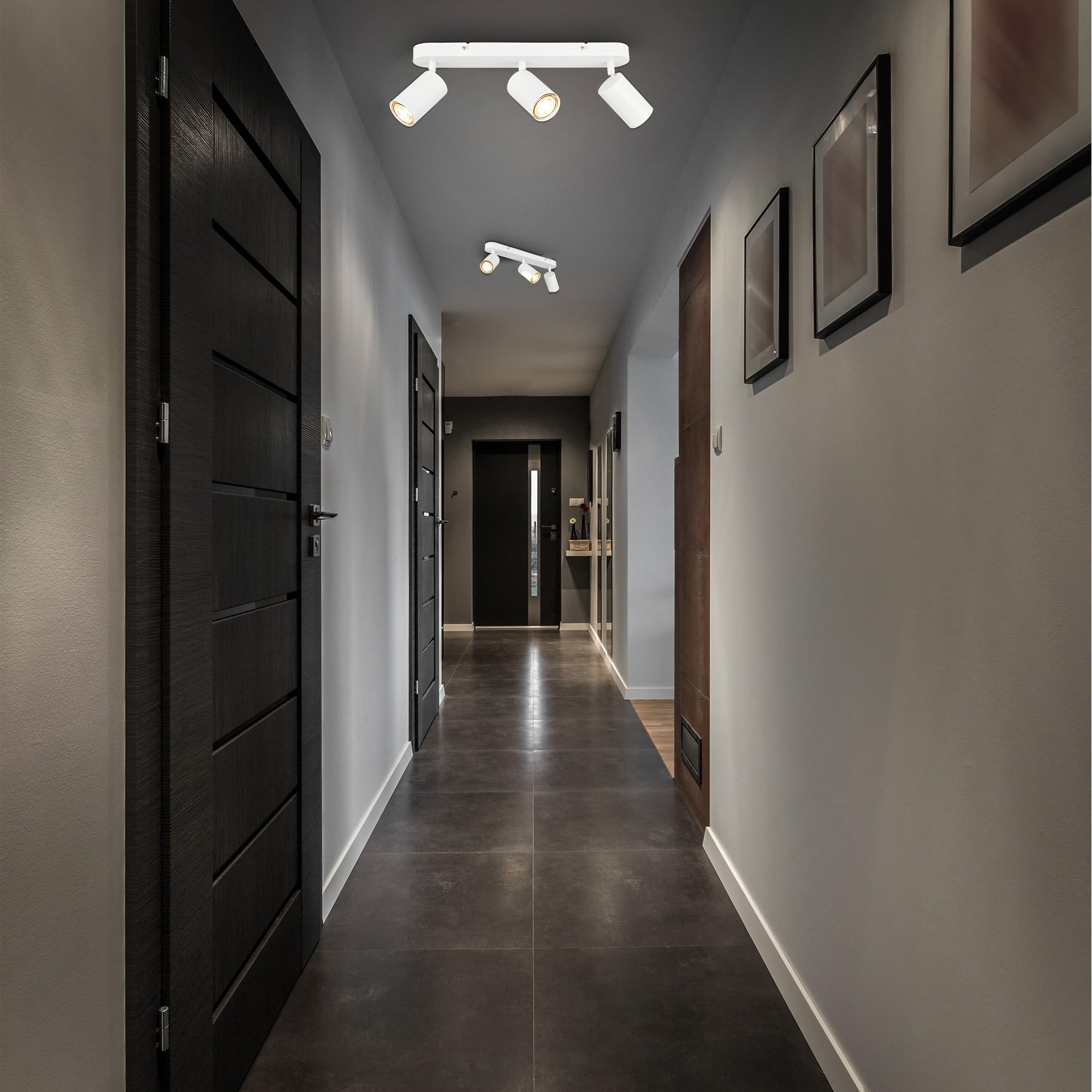 B.K.Licht - Lámpara de techo 3 luces, Metal Blanco, GU10 máx 3x9W, 60x90x390mm, Sin Bombillas, IP20, Iluminación Dirigida, Diseño Moderno Blanco
