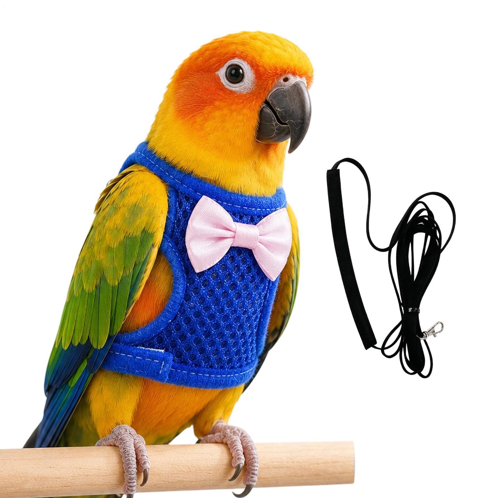 Cockatiel Harness with Rope Breathable Escape Resistant Lightweight Vest