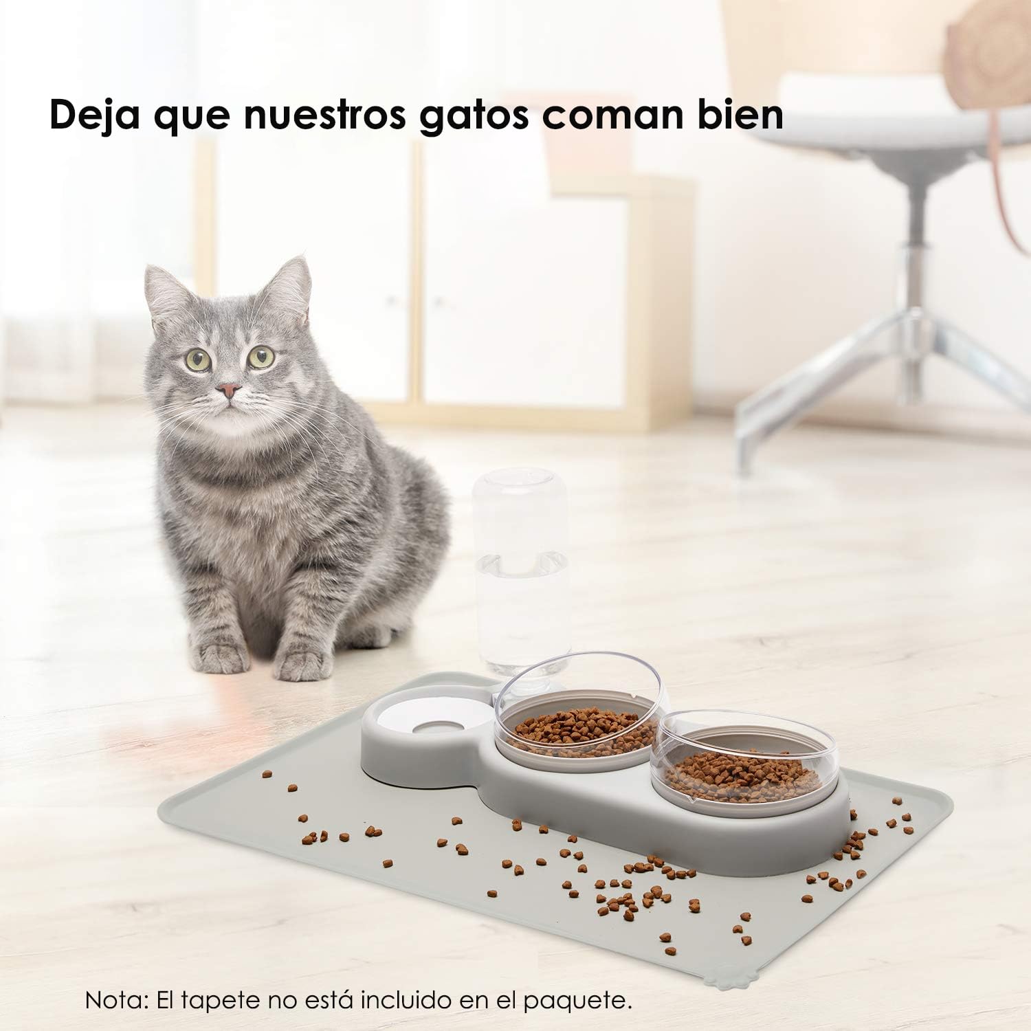 Cuencos Elevados Para Gatos De Cerámica Con Soporte De Madera - Antiderrames Y Cómodos Para Mascotas