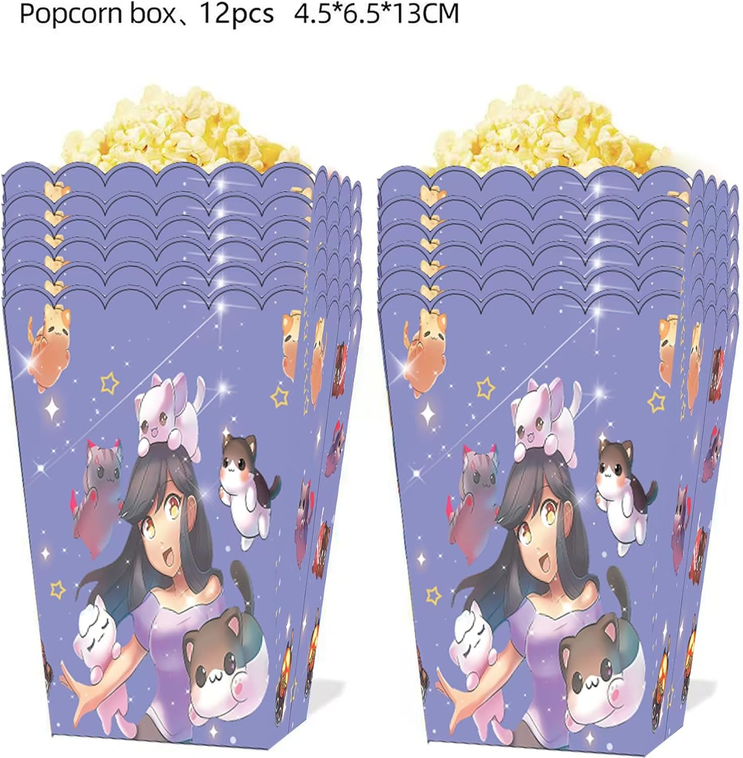 Jlemon 12 Pcs Cat Game Candy Box Popcorn Box Birthday Party Favor Cat game Snack Treat Boxes Candy Cookie Container Decorations Gifts for Kids Adults Birthday Party Favor Supplies