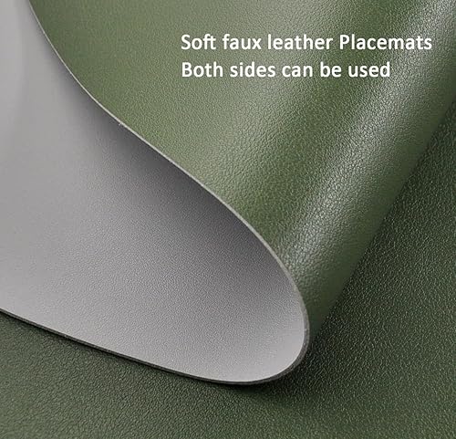 Miniatura 4 de Juego de 6 manteles individuales y posavasos de piel sintética de doble cara, modernos lavables, redondos, para cocina, comedor, resistente al