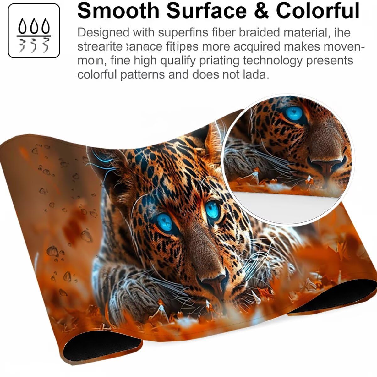 Tappetino per Mouse Gaming XXL 1200x600x3mm– Ufficio Mousepad Grande – Migliora la Velocità e la Precisione Tenuta Stabile Sottomano per Ufficio e Casa Accessori Scrivania Leopardo PjY3181 4-U