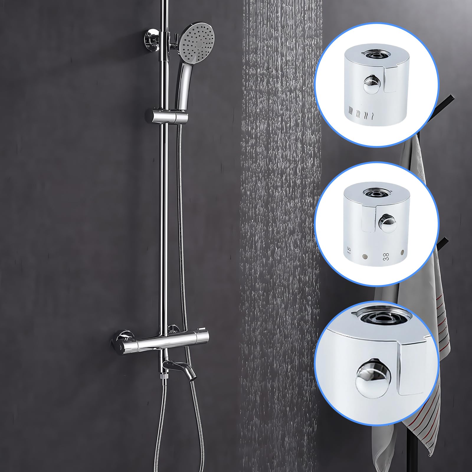ZLKRHAK 1 Pair Temperature Control Button Handles Bath Mixer Control Bathroom Taps Thermostats Accessories Durable Temperature Button Handles - Image 3
