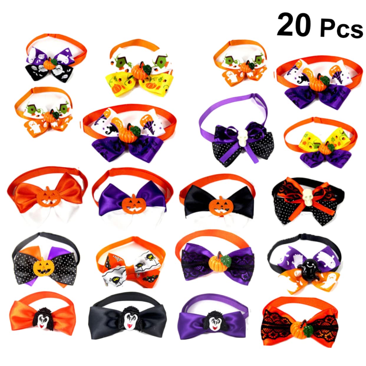BESPORTBLE 3 Sets Halloween-Fliege Für Haustiere Hundehalsband Mit Schleife Dekoration Für Haustiere Größe Verstellbar Für Hunde Einzigartiges Material Für Sicheres Tragen 20 Stück X 3