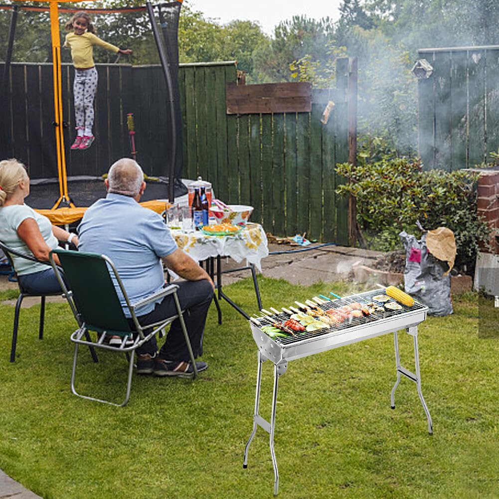 Barbecue Piccolo Barbecue A Carbonella Pieghevole Portatile - Con Coperchio, Griglie, Per Campeggio E Picnic Barbecue Carbonella - Foto 5