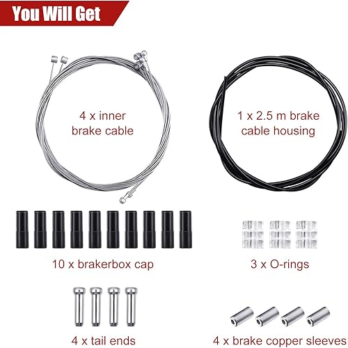 Miniatura 3 de 4 piezas cable de freno universal bicicleta cable de freno interior kit de carcasa de cable de freno de bicicleta de repuesto para bicicleta de