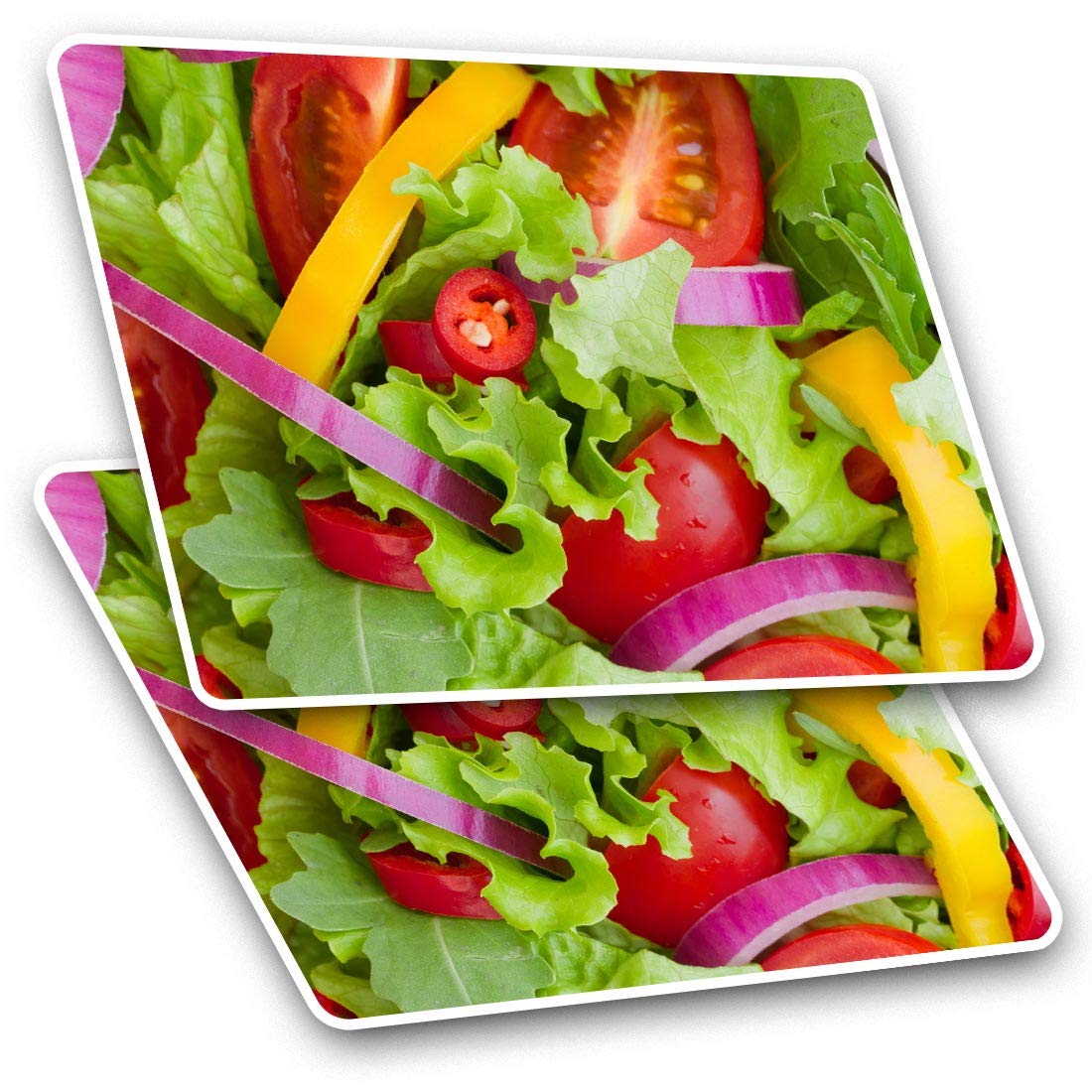 Rectangle Stickers(Set of 2) 7.5cm - Healthy Vegetable Salad Food Fun Decals for Laptops,Tablets,Luggage,Scrap Booking,Fridges, #8481