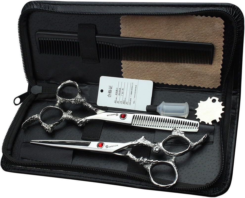 Japanese professional hairdressing scissors 6.0 inch silver haircut cutting and dilution scissors set