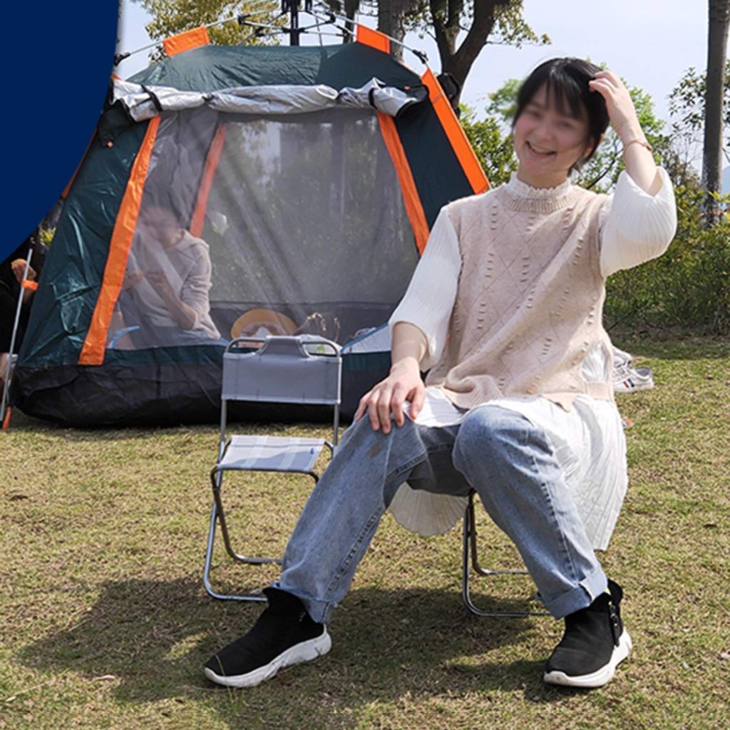 LRQZ-L Draussen Tragbaren Klappstuhl zum Wandern, Camping, Fußball gucken, Angeln, Picknick, BBQ Sessel grau/blau/schwarz Klappstuhl (Color : Gray) Garten