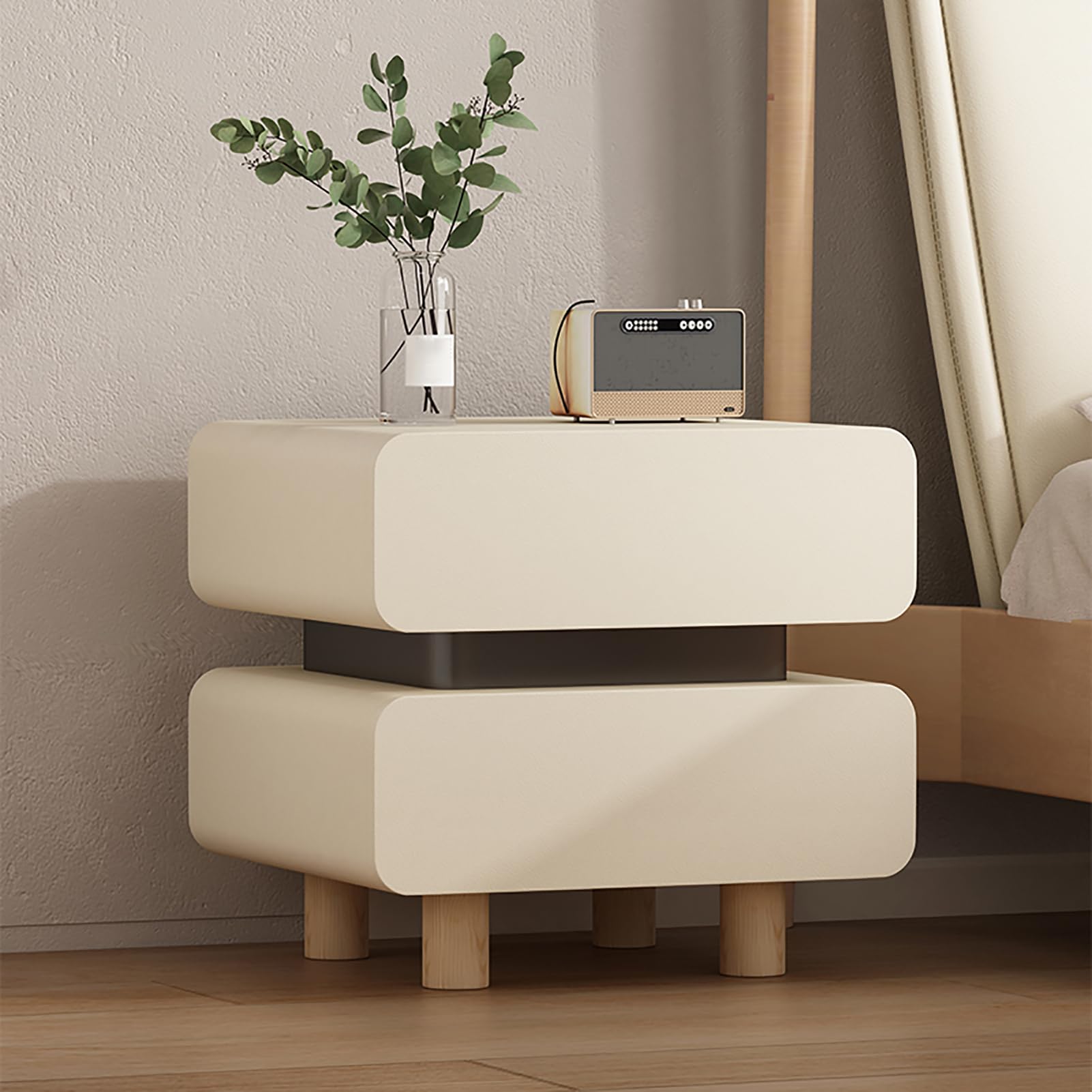 Table de chevet avec 2 tiroirs coulissants pour petits espaces