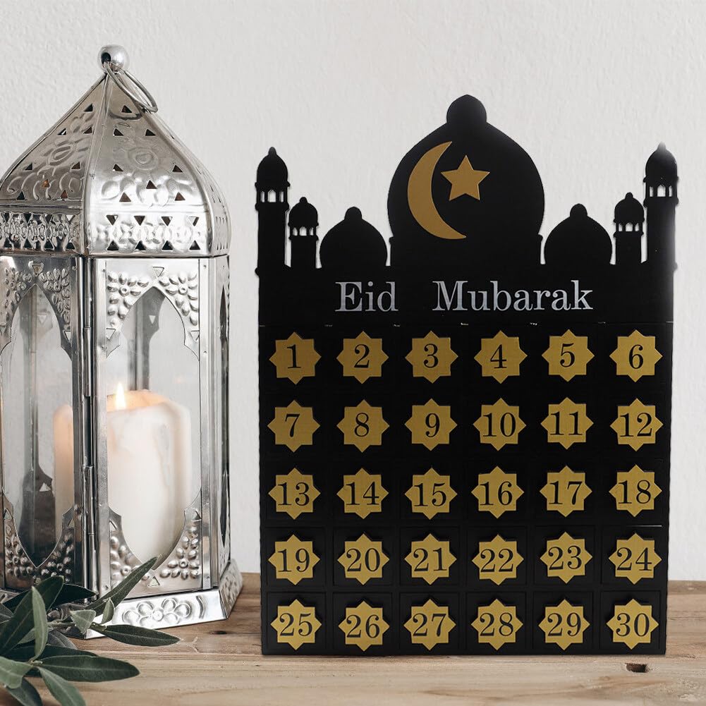 Calendario DIY Ramadán de Madera, Calendario De Cuenta Regresiva Musulmán Ramadán DIY Calendario De Cuenta Regresiva Del Cajón Decoración Para El Hogar, La Oficina, La Mesa Del Aid