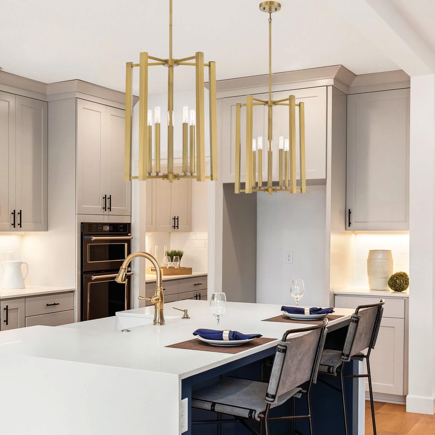 Savoy House 3-7701-5-322 Benson Modern Pendant, 5-Light 300 Total Watts, 20" H x 16" W, Warm Brass