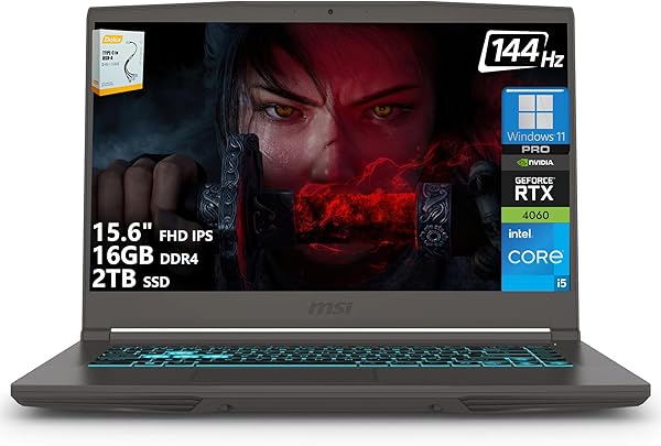 msi Thin 15 Gaming Laptop | 15.6" FHD IPS 144Hz | Intel 8-Core i5-13420H (>i7-12650H) | 16GB 2TB DDR4 SSD | NVIDIA GeForce RTX 4060 | Backlit Type-C Wi-Fi 6E Win11 Pro with - 1