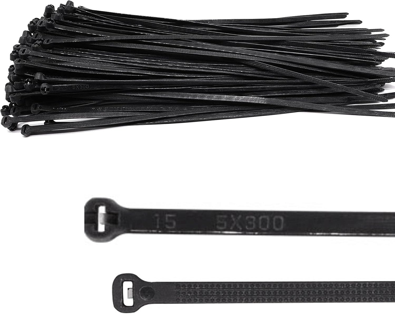 150pcs Push Mount Zip Ties 12 inch, Self Locking Straps Cable Zip Tie with Stainless Steel Metal Tooth Locking Device Heavy Duty Nylon Zip Tie Clips (12", Black)