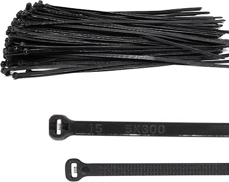 150pcs Push Mount Zip Ties 12 inch, Self Locking Straps Cable Zip Tie with Stainless Steel Metal Tooth Locking Device Heavy Duty Nylon Zip Tie Clips 12", Black