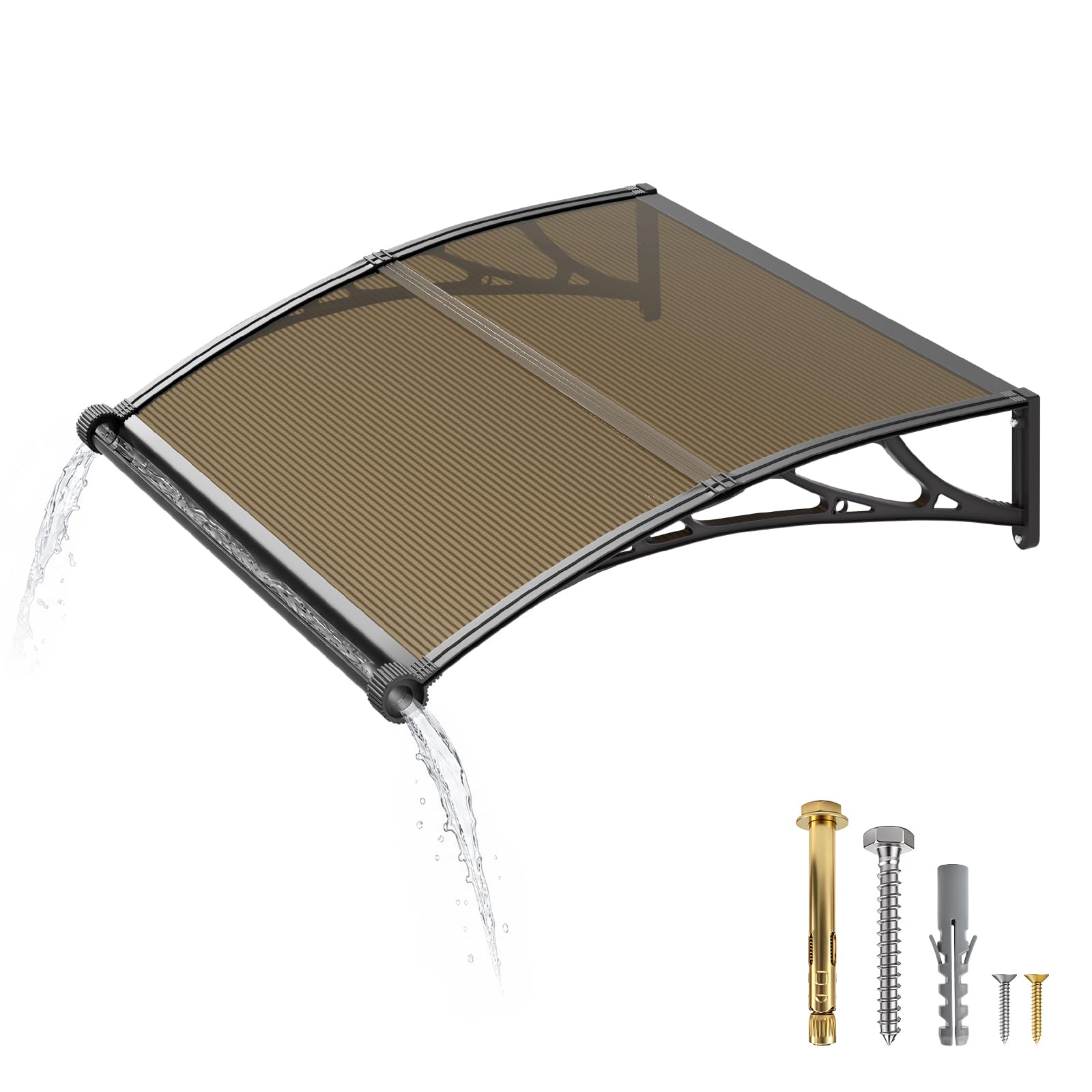 GUANSU 120x100cm Auvent Porte d'entrée, Marquise Extérieure Anti-Pluie UV