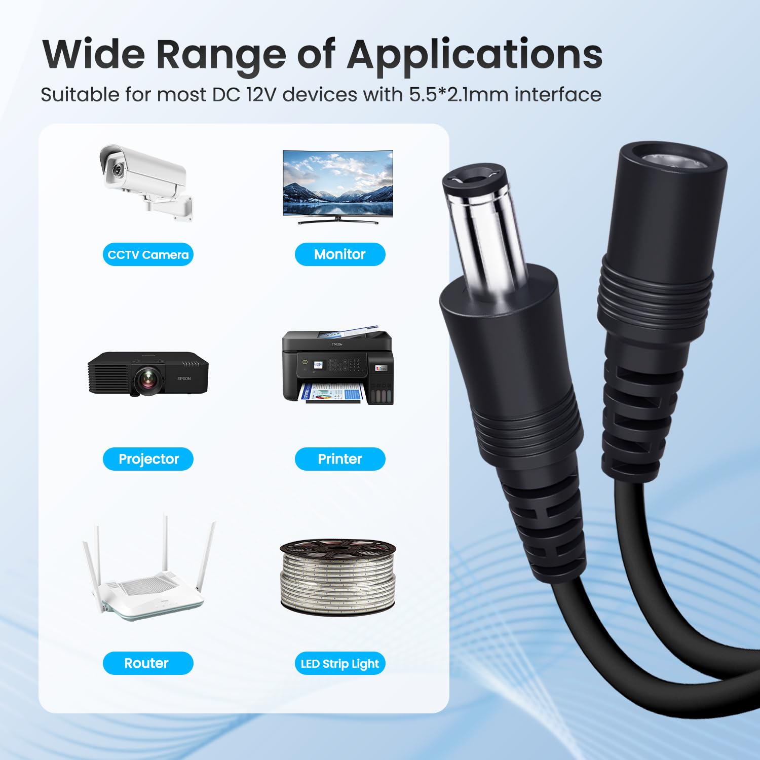 Amazon.co.jp: OXZEEWEE 2本パック 3フィート/1M DC電源延長ケーブル