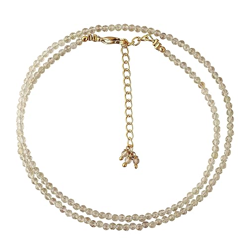 Vista 5 de Natural Smoky Quartz Gemstone Full Faceted Beads Crystals Dainty Necklace Jewelry Gift for Women, Birthstone, Healing Stones, 18 inch Stone