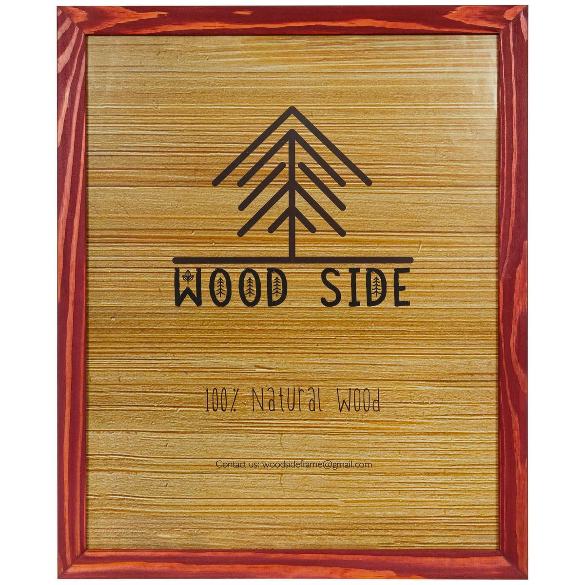 Rustic Wooden Poster Picture Frame 18x24 - Natural Solid Eco Distressed Wood for Wall Mounting Photo Frame - Red