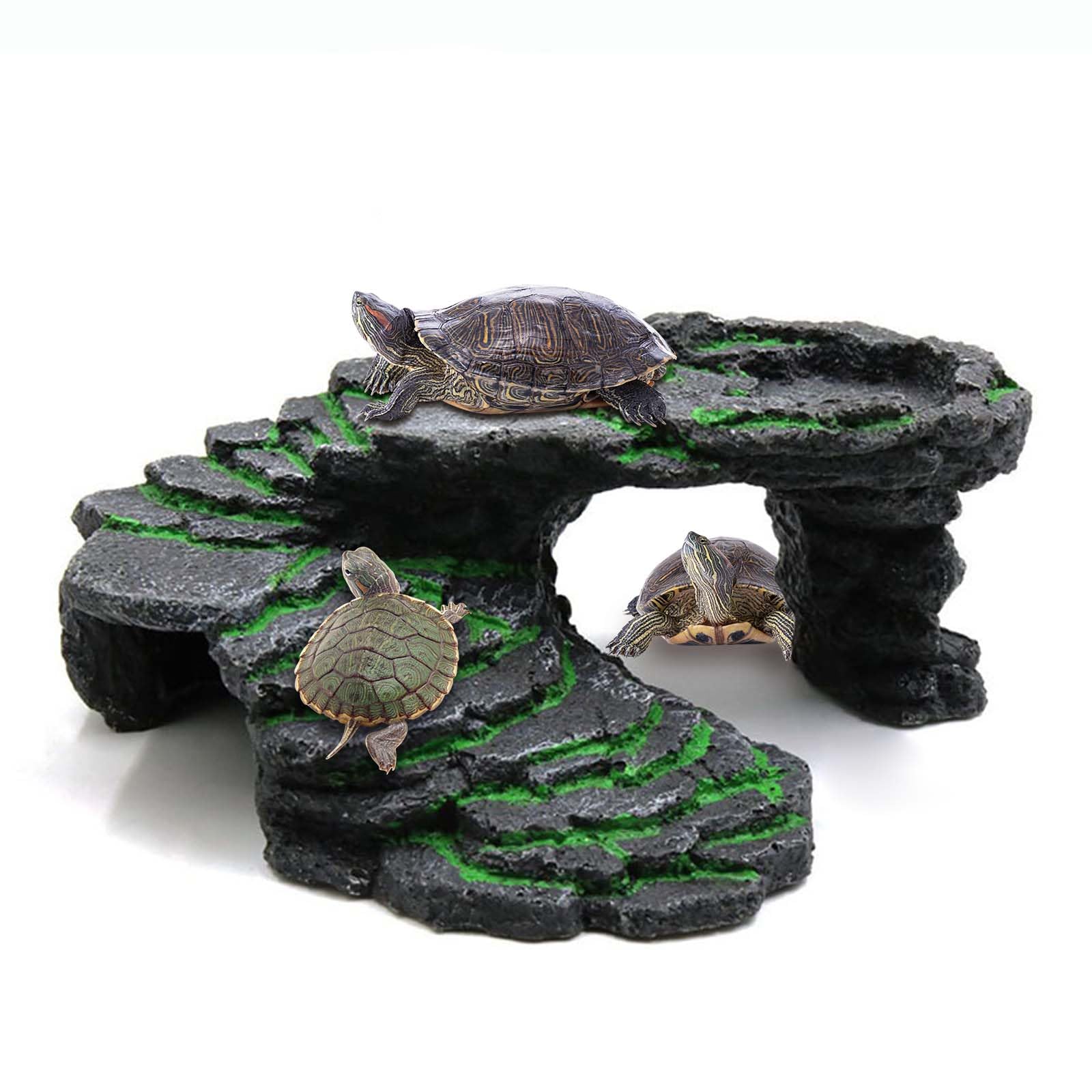Moonorange Turtle Basking Platform Turtle Tank Decoration for Aquariums & Terrarium, Turtle, Lizard, Reptile Habitat Hideout (Black)