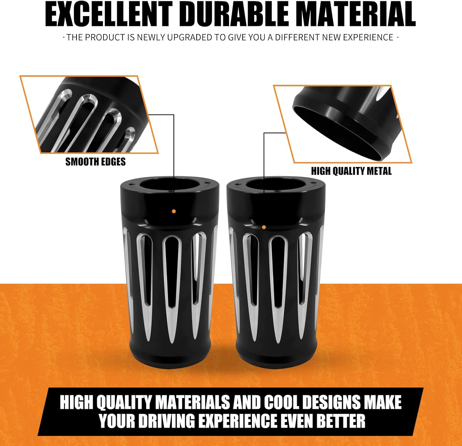 Motorcycle Upper Fork Boot Slider Covers Front Fork Boot Slider Covers Fit For Harley Touring Street Glide Road Glide Electra Glide Road King Trike 1984-2025 (Black-Sleek)