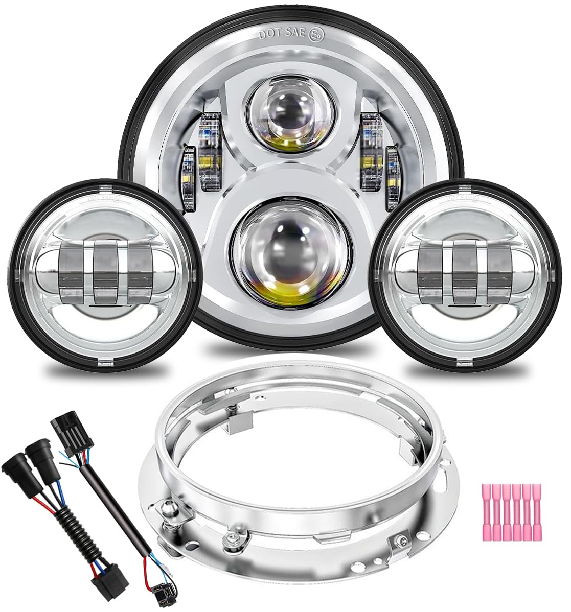 TRUCKMALL 7 Inch LED Headlight Fog Passing Lights for Touring Road King Ultra Classic