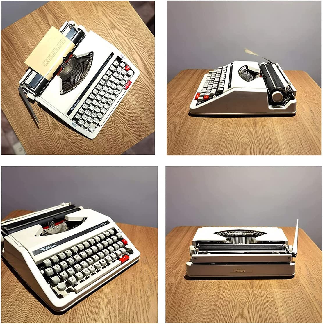 Traditionelle manuelle Schreibmaschine, Maschinenschreibmaschine, englische Vintage-Schreibmaschine mit manueller Schreibmaschine – inklusive Doppelspule, schwarz-rotes Farbband, tragbar und E