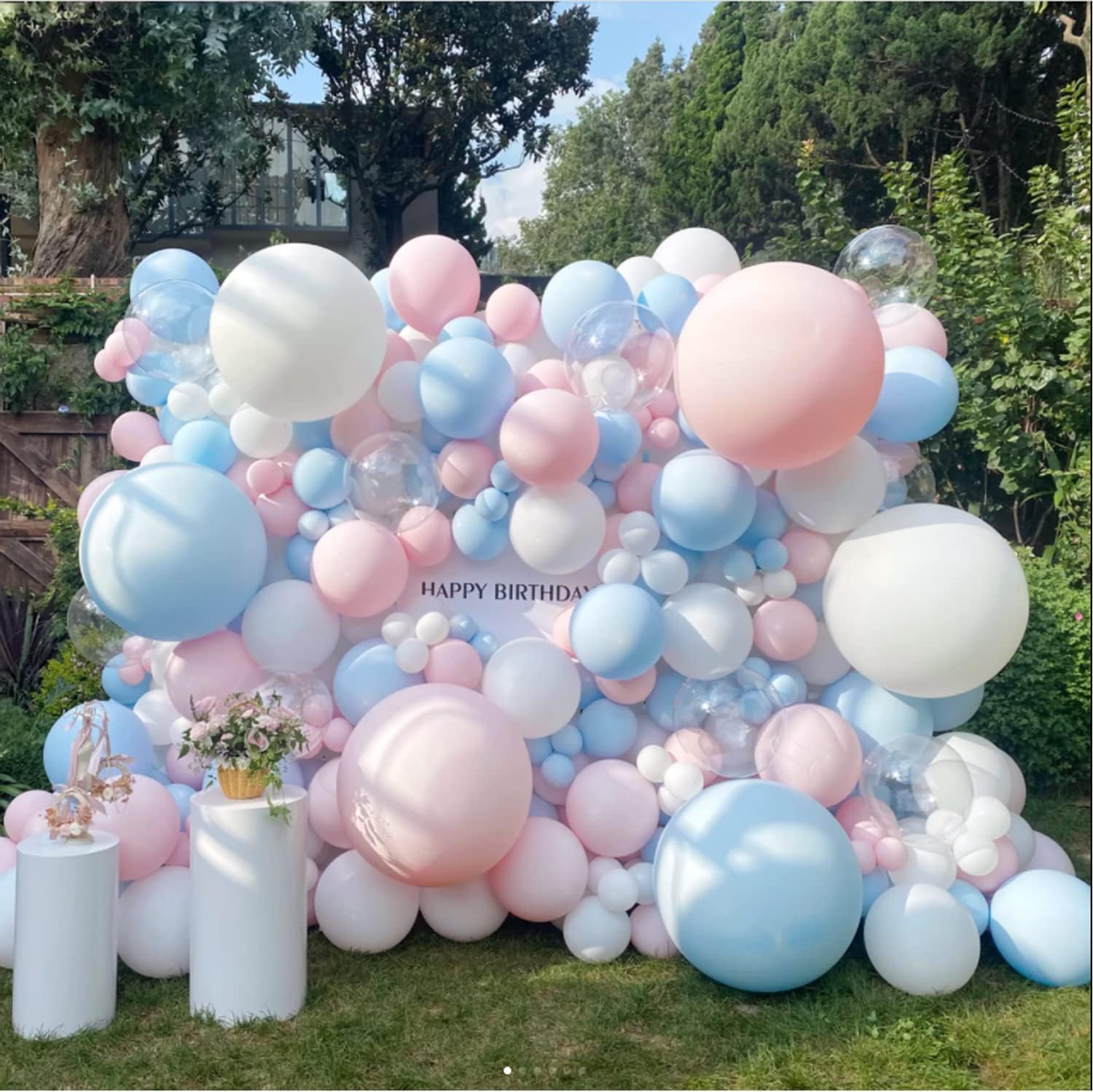 Pink and Blue Latex Balloons, 50 Pack 12 inch Pink Blue White Party Balloons with 33ft Ribbon for Gender Reveal Baby Shower Birthday Bridal Shower Wedding Party Decorations Supplies - Image 3