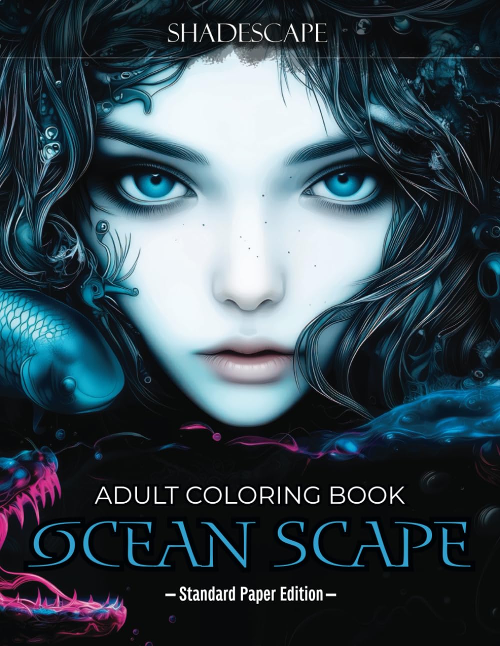 Ocean Scape Adult Coloring Pages with Ocean Creatures