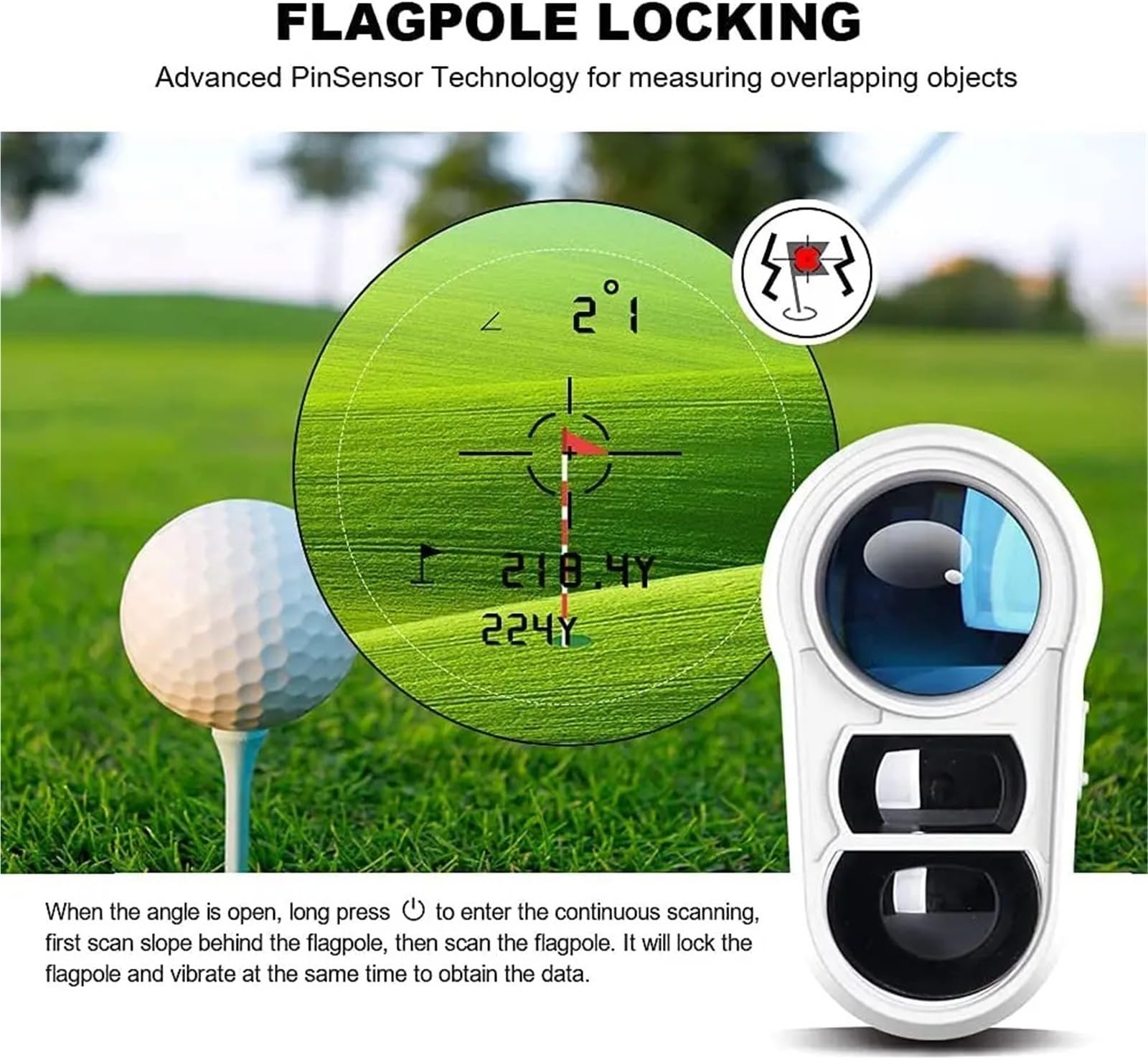 Generico Compatibile con telemetro da Golf REVASRI, telemetro da 600/1000 Iarde con Interruttore di Pendenza, Blocco Bandiera e Vibrazione, legale for tornei