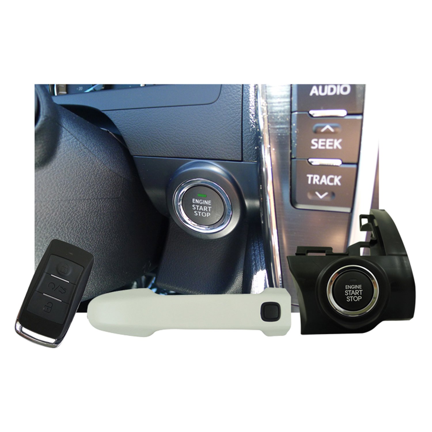 Amazon.com: EasyGO AM-CAM-040 智慧型鑰匙遙控啟動和警報系統,附超白駕駛門把手,適用於Toyota Camry