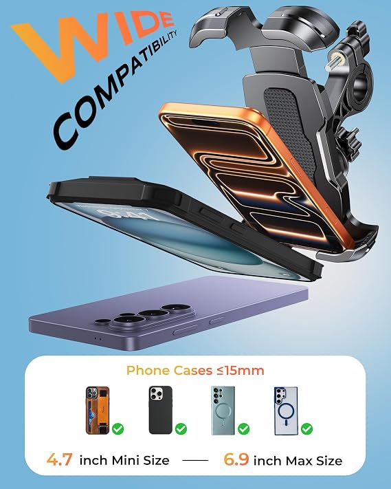 Zewdov Bike Phone Mount [Secure Grip][Anti-Drop], Upgrade Bike Phone Holder [1s Stable Lock], 360 Rotatable Phone Holder for Mountain Bike/ATV, Fits for iPhone/Samsung 4.7-6.9, Screw Mount