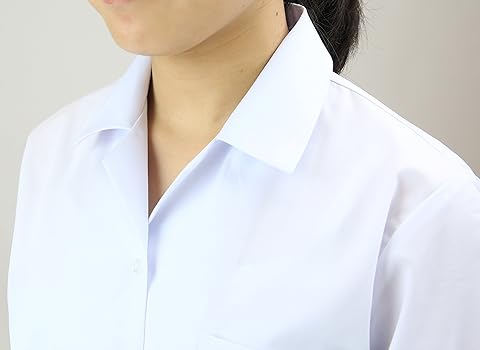 Amazon.co.jp: 学生服 女子 長袖形態安定開襟ブラウス 白 (145A