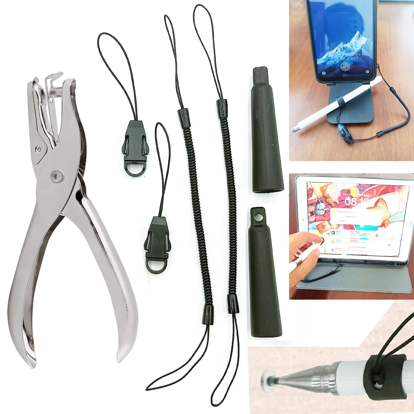Ttablet Pen Holder Pen Loss Prevention Lanyard Set 2 Silicone Pen Sleeves for DIY with 2 8 Inch Stretchable Necklace Lanyards 2 Quick Clasps -Free 1 Hole Opener -Pendant Stylus Holder for Cell Phone