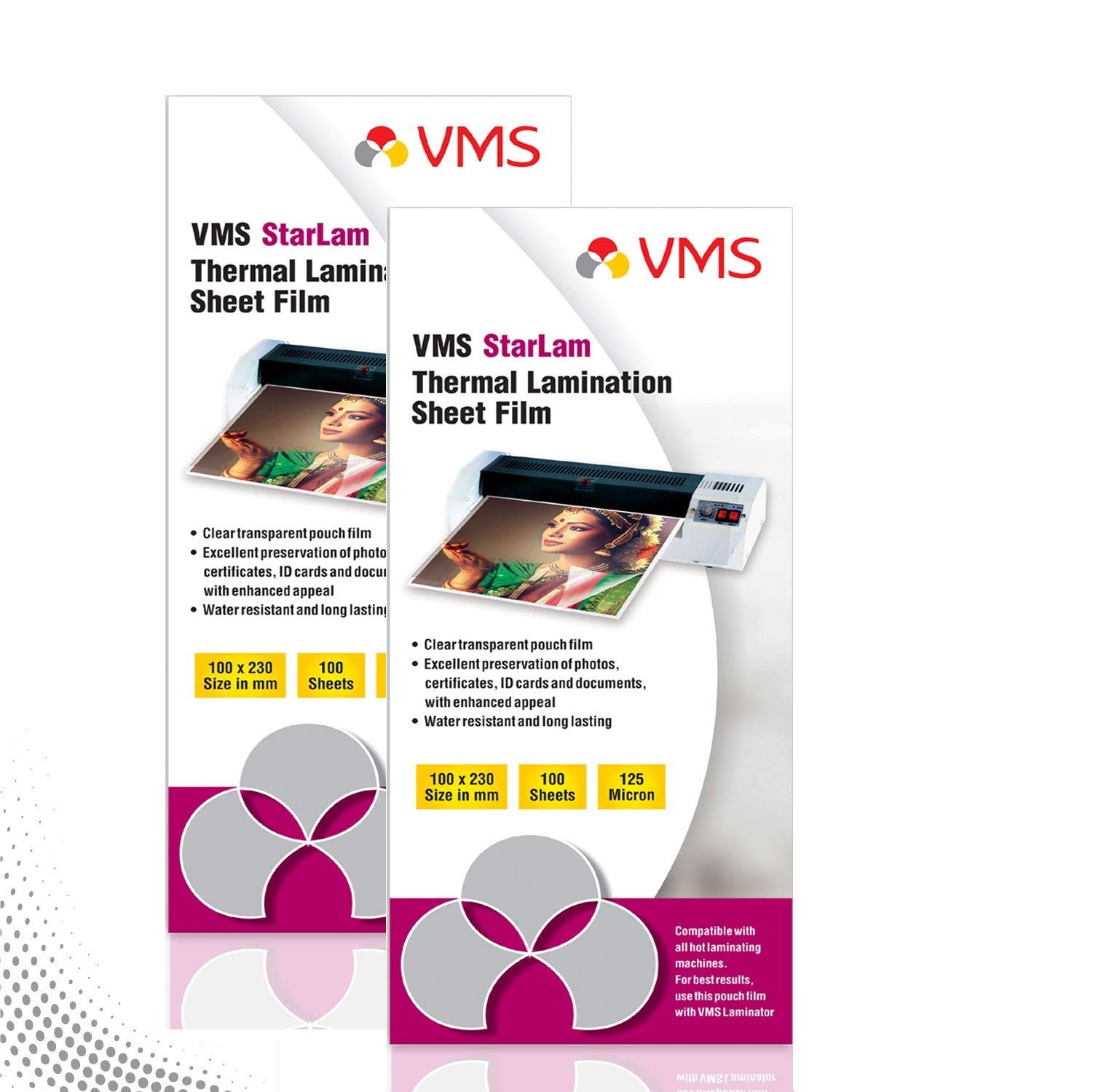 VMS Starlam 100x230mm 125 Micron Lamination Pouch 2 x 100 Sheets
