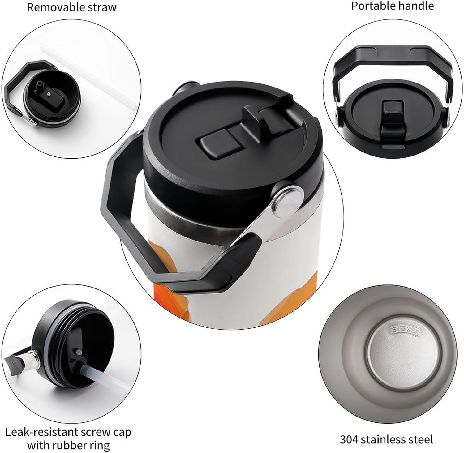 30oz Insulated Tumblers with Top Handle, Stainless Steel Red Poppy Flowers Car Cup with Straw for Gift, Leak-Proof Double Wall Vacuum Travel Mug, Personalized Water Bottles Black