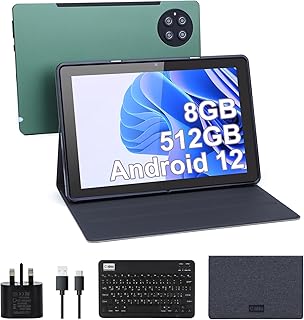 10.0 Inches Tablet,8GB+512GB,5G LET Dual SIM,Android 12 Tablet,16MP+13MP Dual Camera,10000 mAh Battery,With Keyboard,Mouse, Case And Gift CM7800Plus-Green