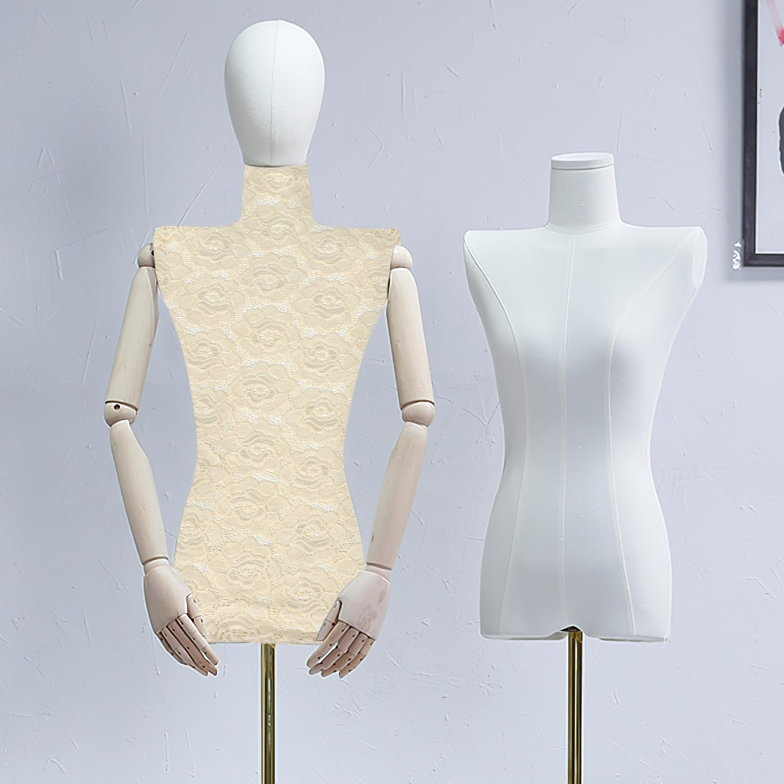 Housse de Mannequin Demi-Corps Légère et Flexible en Dentelle Élégante pour Affichage D'accessoires et Bijoux pour Robe Féminine