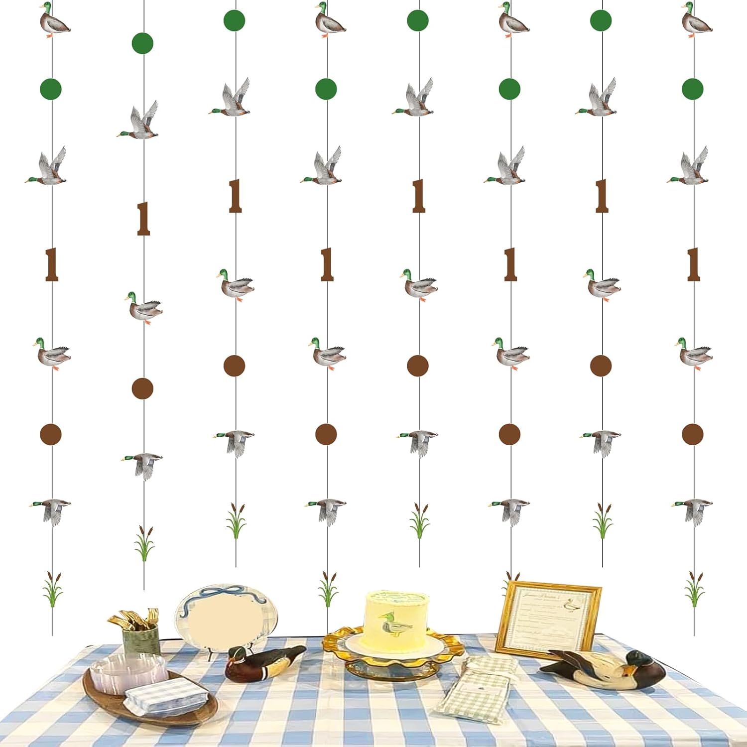 One Lucky Duck 1st Birthday Decoration Duck 1st Hanging Garland Duck Hunting First Birthday Decor Duck Hanging Streamer Mallard Duck Party Decor for Rustic Duck Hunting Party Supplies