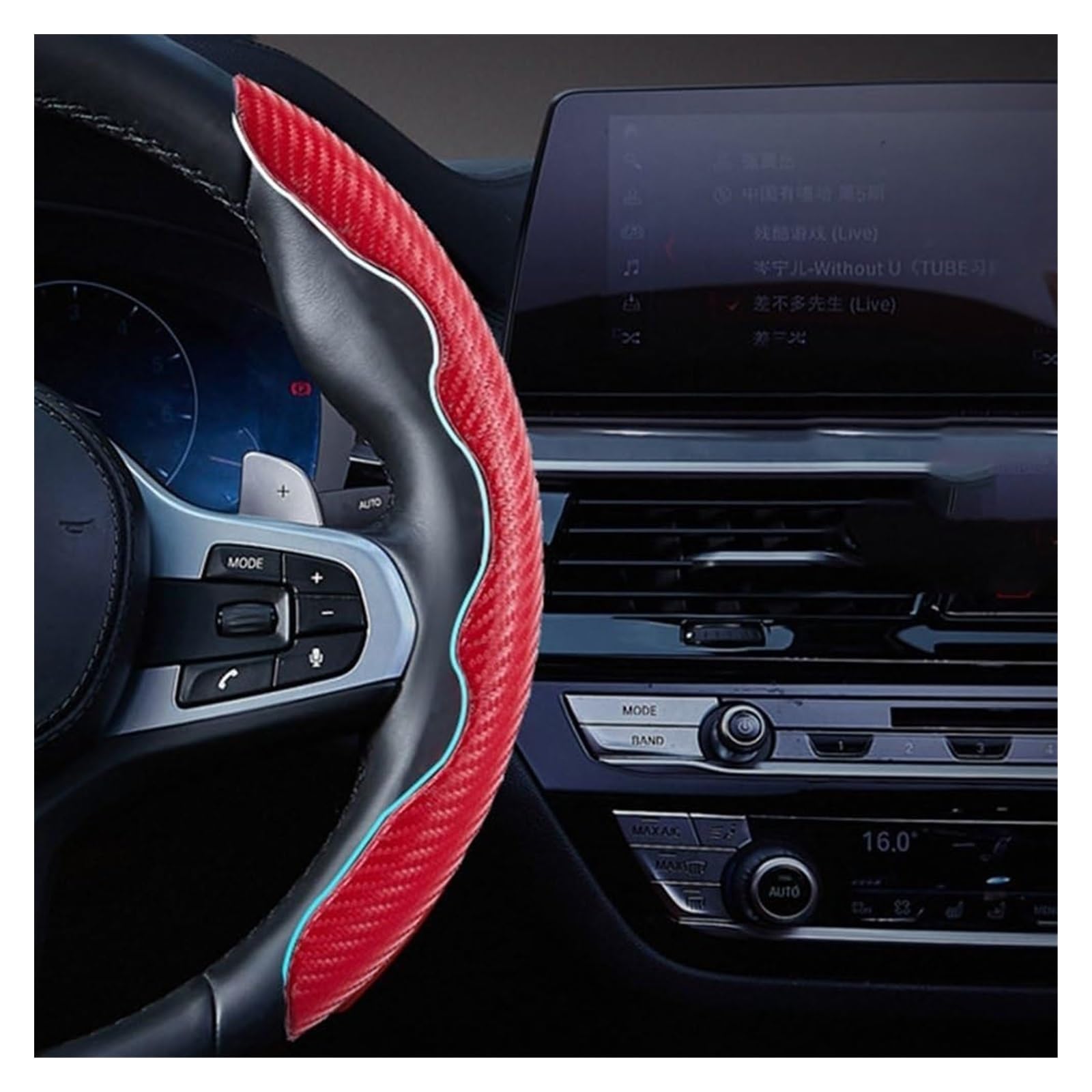 Cubierta Volante Coche Funda para Puños Volante Coche Antideslizante Ajuste Universal Fibra Carbono Funda para Fundas para Protector