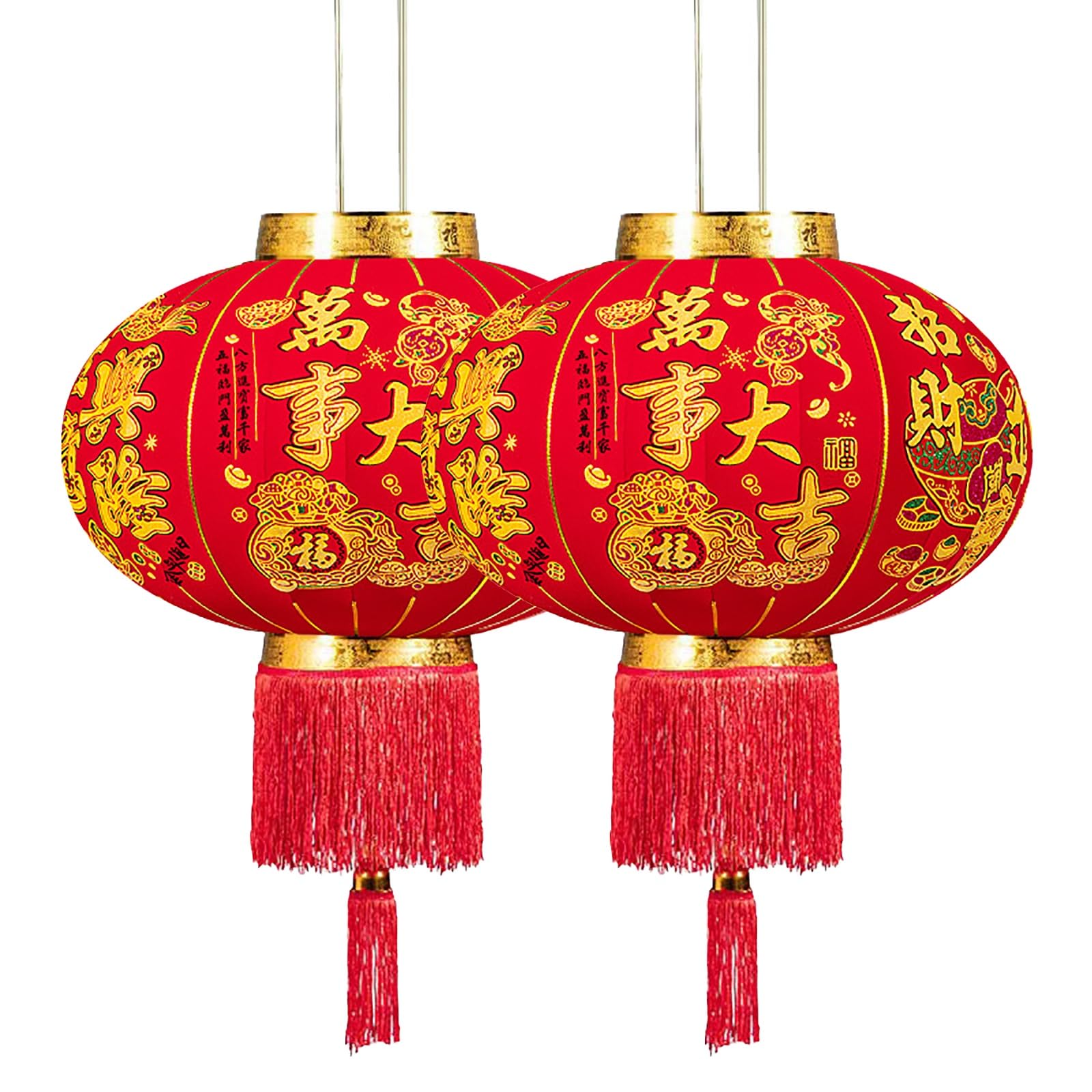 nxjaSDH Red hanging lanterns, Round Lucky Red Lanterns, Large Silk Lantern with Tassels, Traditional Hanging Lamp Shade for Chinese New Year, Spring Festival