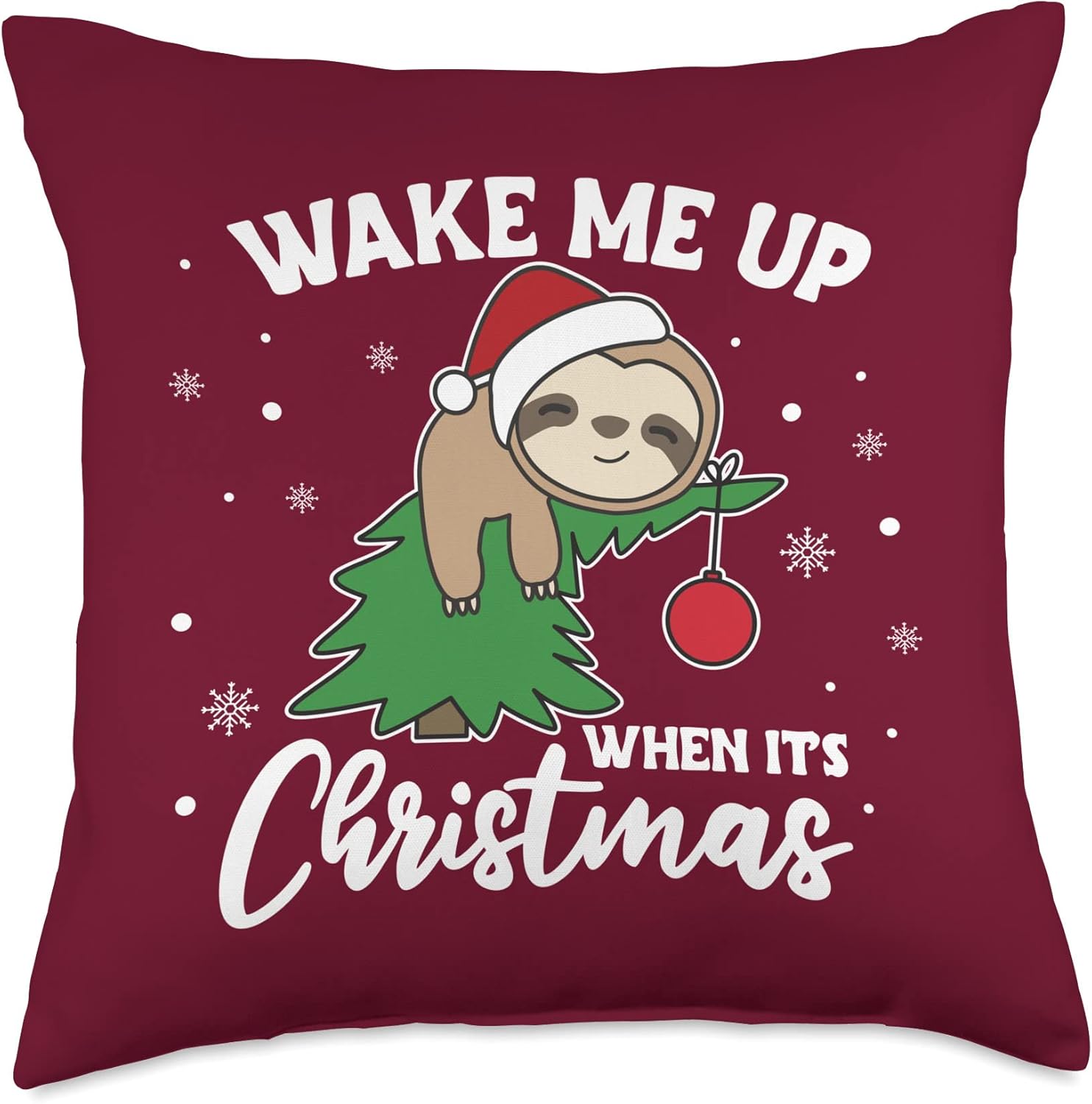 sloth christmas pillow