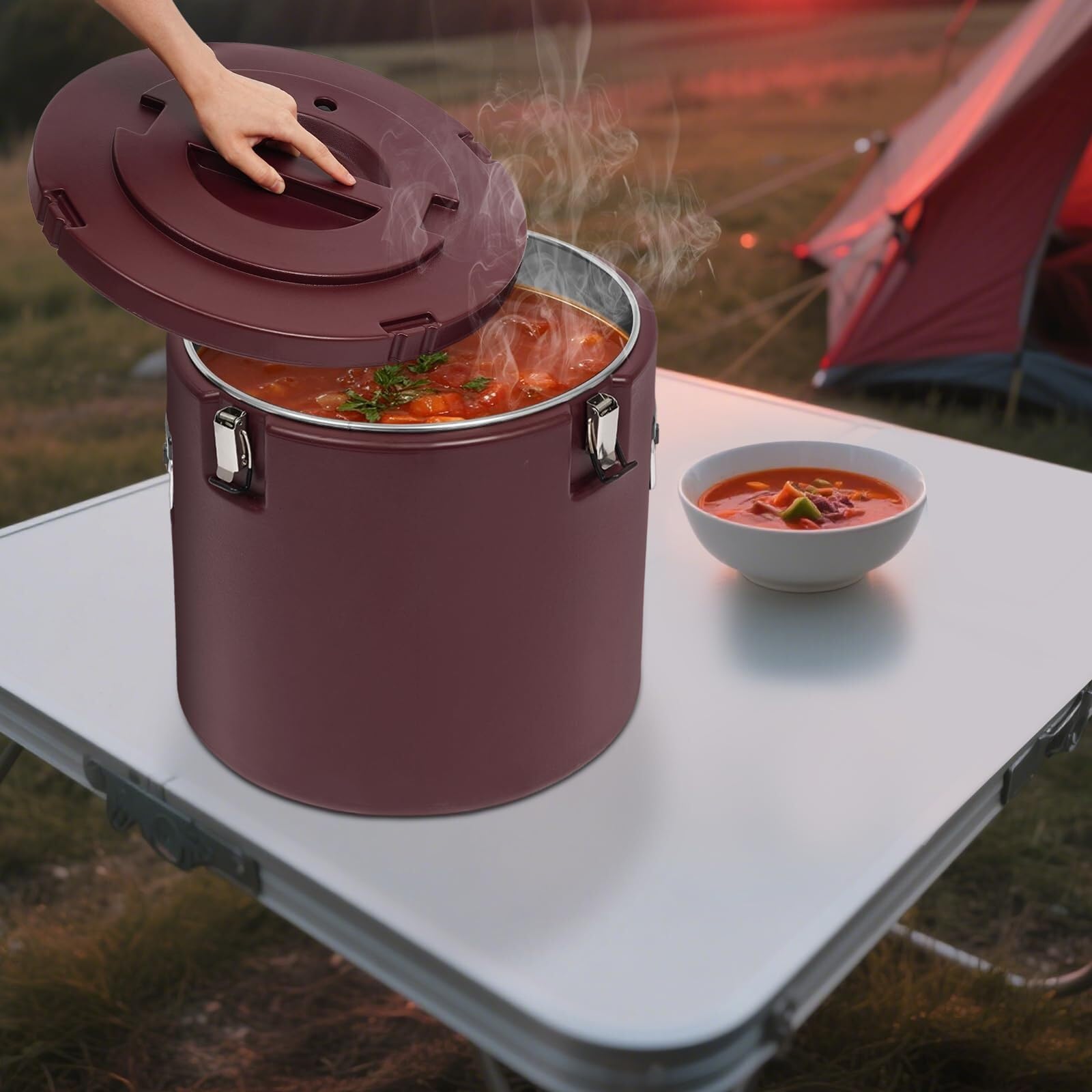 Réchauffeur de Nourriture Commercial for Portable Chaud et Froid Seau a glacon | Récipient à soupe isolé de grande capacité, for cantine de restaurant
